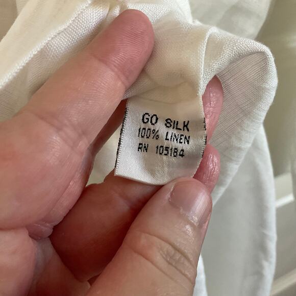 Go Silk White 100% Linen Boho Asymmetrical Hem Lagenlook Top - Size XL - Picture 6 of 8